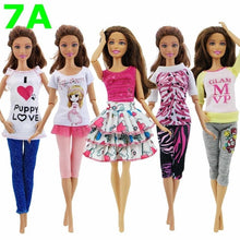 Load image into Gallery viewer, 5 set Handmade Fashion Outfit Daily Casual Wear Blouse Shirt Vest Bottom Pants Skirt Clothes For Barbie Doll Accessories