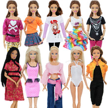 Load image into Gallery viewer, 5 set Handmade Fashion Outfit Daily Casual Wear Blouse Shirt Vest Bottom Pants Skirt Clothes For Barbie Doll Accessories