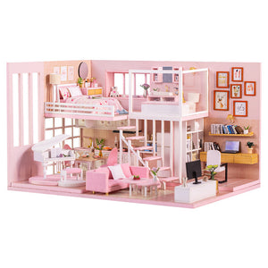 CUTEBEE Doll House Miniature Dollhouse With Furniture Kit Wooden House Miniaturas Toys For Children New Year Christmas Gift