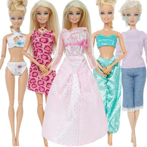 5 set Handmade Fashion Outfit Daily Casual Wear Blouse Shirt Vest Bottom Pants Skirt Clothes For Barbie Doll Accessories