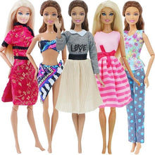 Load image into Gallery viewer, 5 set Handmade Fashion Outfit Daily Casual Wear Blouse Shirt Vest Bottom Pants Skirt Clothes For Barbie Doll Accessories