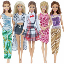 Load image into Gallery viewer, 5 set Handmade Fashion Outfit Daily Casual Wear Blouse Shirt Vest Bottom Pants Skirt Clothes For Barbie Doll Accessories