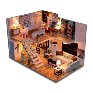 CUTEBEE Doll House Miniature Dollhouse With Furniture Kit Wooden House Miniaturas Toys For Children New Year Christmas Gift