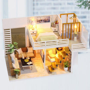 CUTEBEE Doll House Miniature Dollhouse With Furniture Kit Wooden House Miniaturas Toys For Children New Year Christmas Gift
